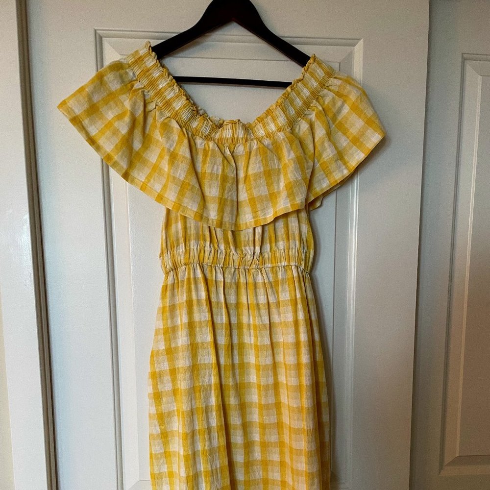 Yellow and and white gingham summer dress